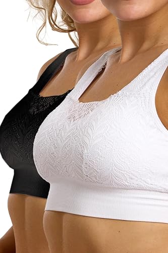 Ladies Lace Wireless Crop Top Bra 2 Pack by Marlon MA46307