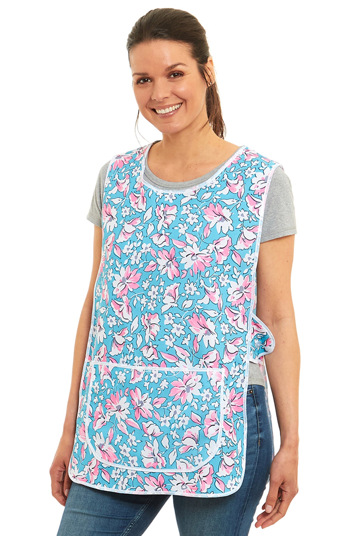 Ladies Floral Design Side Buttons Tabard