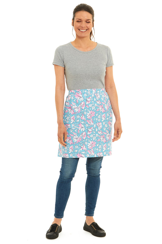 Unisex Floral Design Half Apron