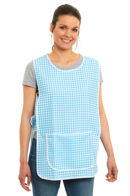 Ladies Gingham Design Side Buttons Tabard