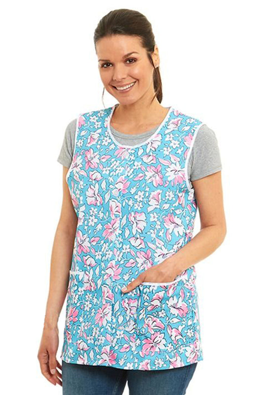 Ladies Floral Design Front Button-Through Tabard