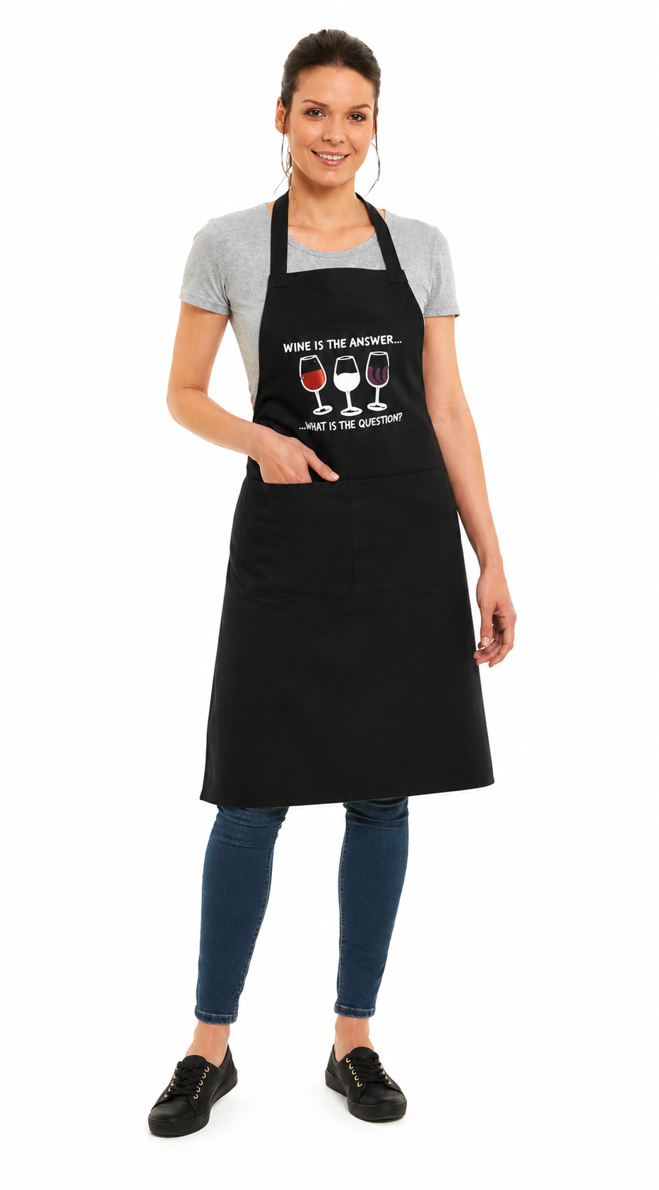 Unisex Wine Is The Answer Print Apron