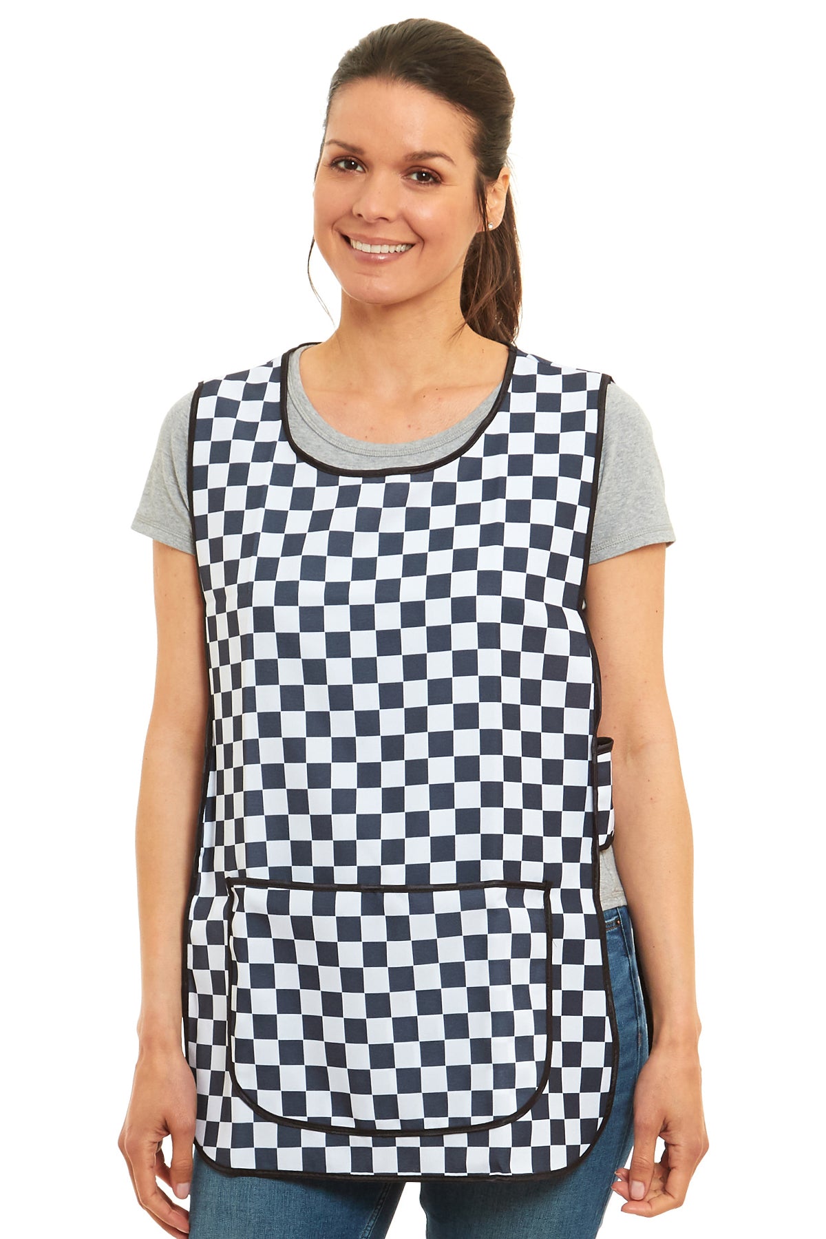 Ladies Check Design Side Buttons Tabard