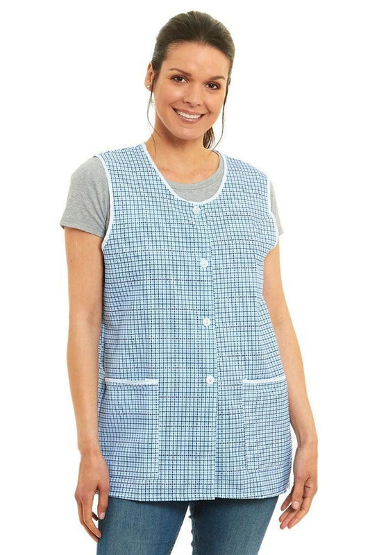 Ladies Dogtooth Design Front Button-Through Tabard