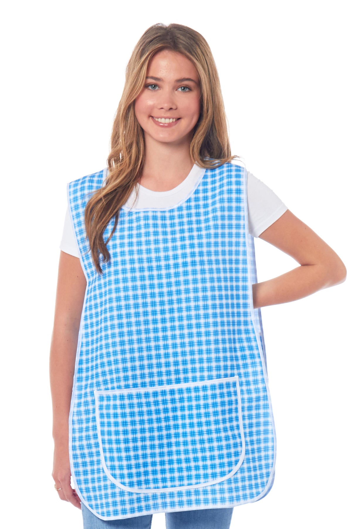 Ladies Check Design Side Buttons Tabard