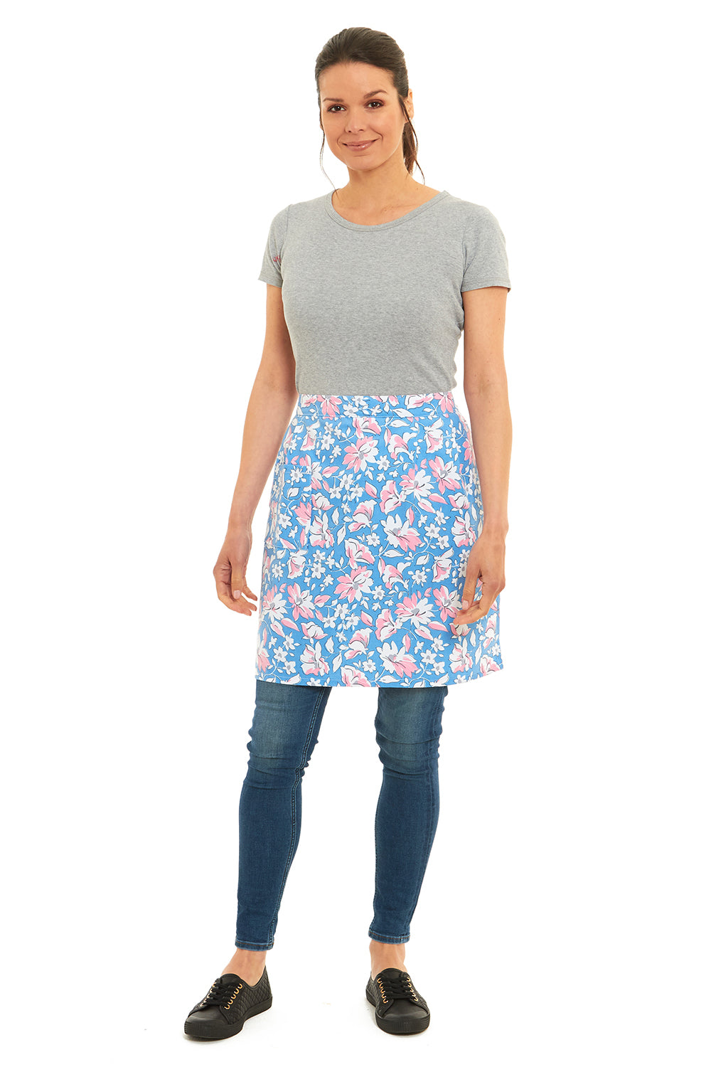 Unisex Floral Design Half Apron