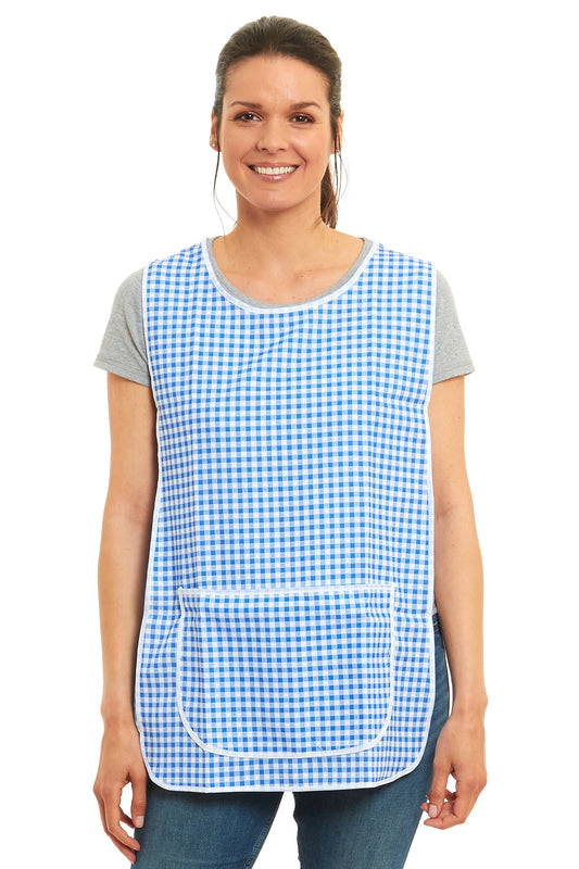 Ladies Gingham Design Side Buttons Tabard
