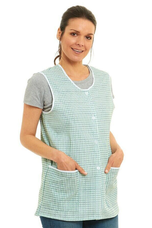 Ladies Dogtooth Design Front Button-Through Tabard