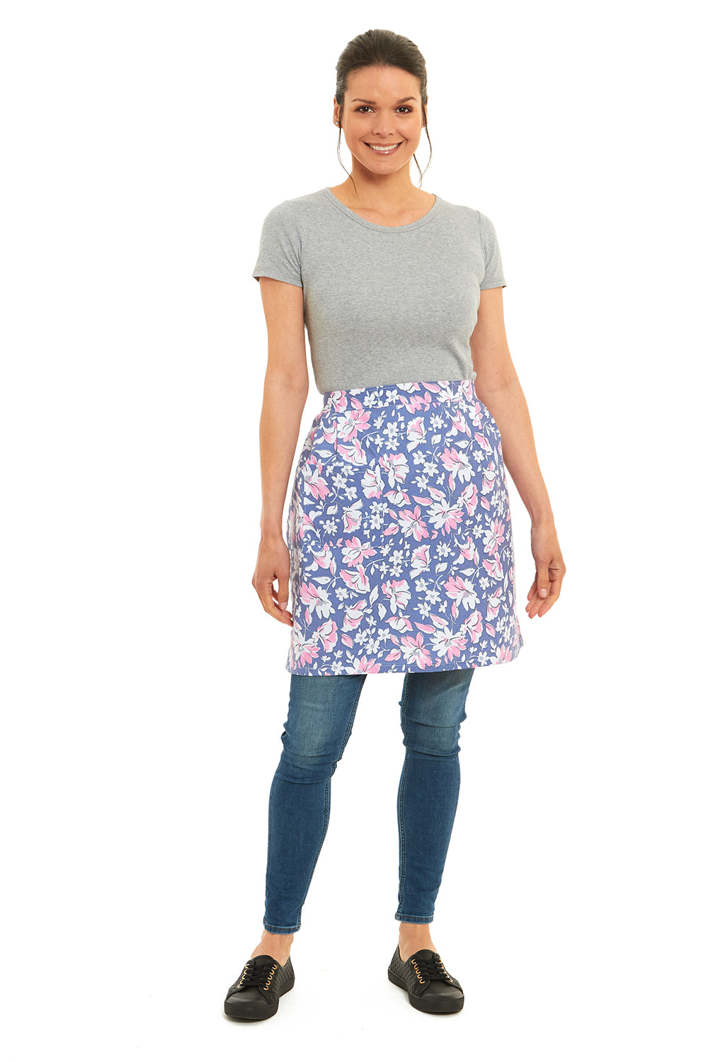 Unisex Floral Design Half Apron