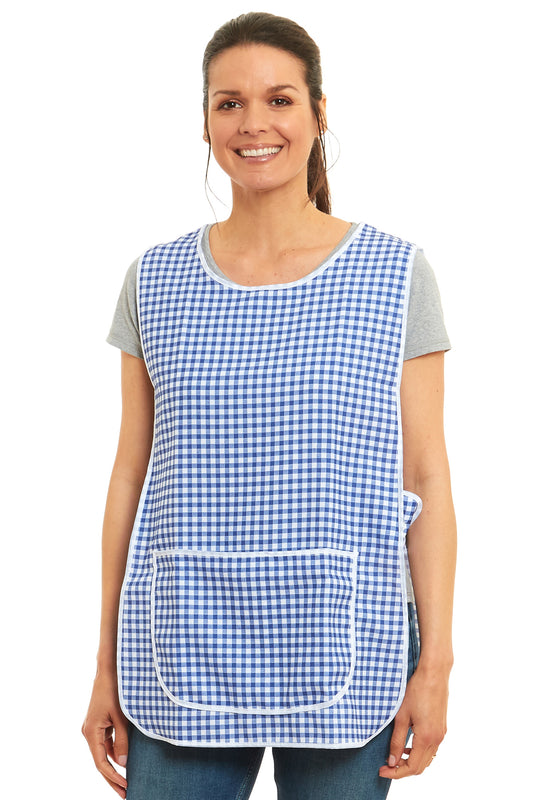 Ladies Gingham Design Side Buttons Tabard
