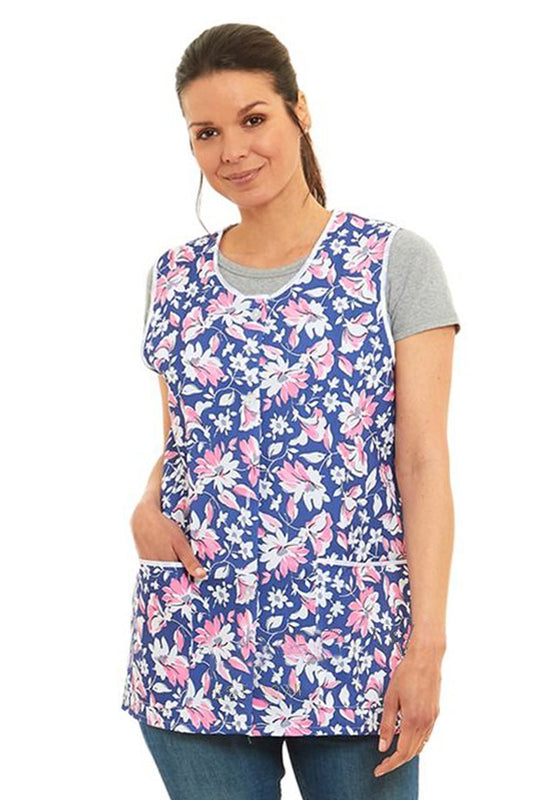 Ladies Floral Design Front Button-Through Tabard