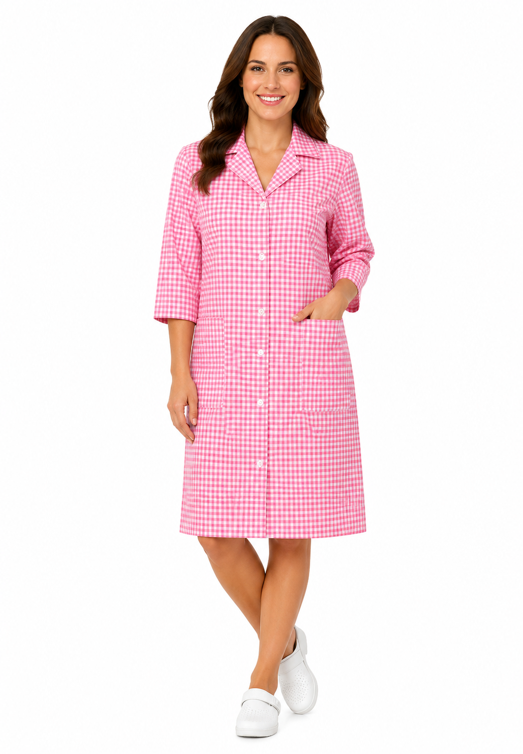 Gingham Design Sleeves & Collar Full Overall