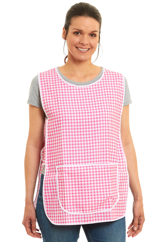 Ladies Gingham Design Side Buttons Tabard