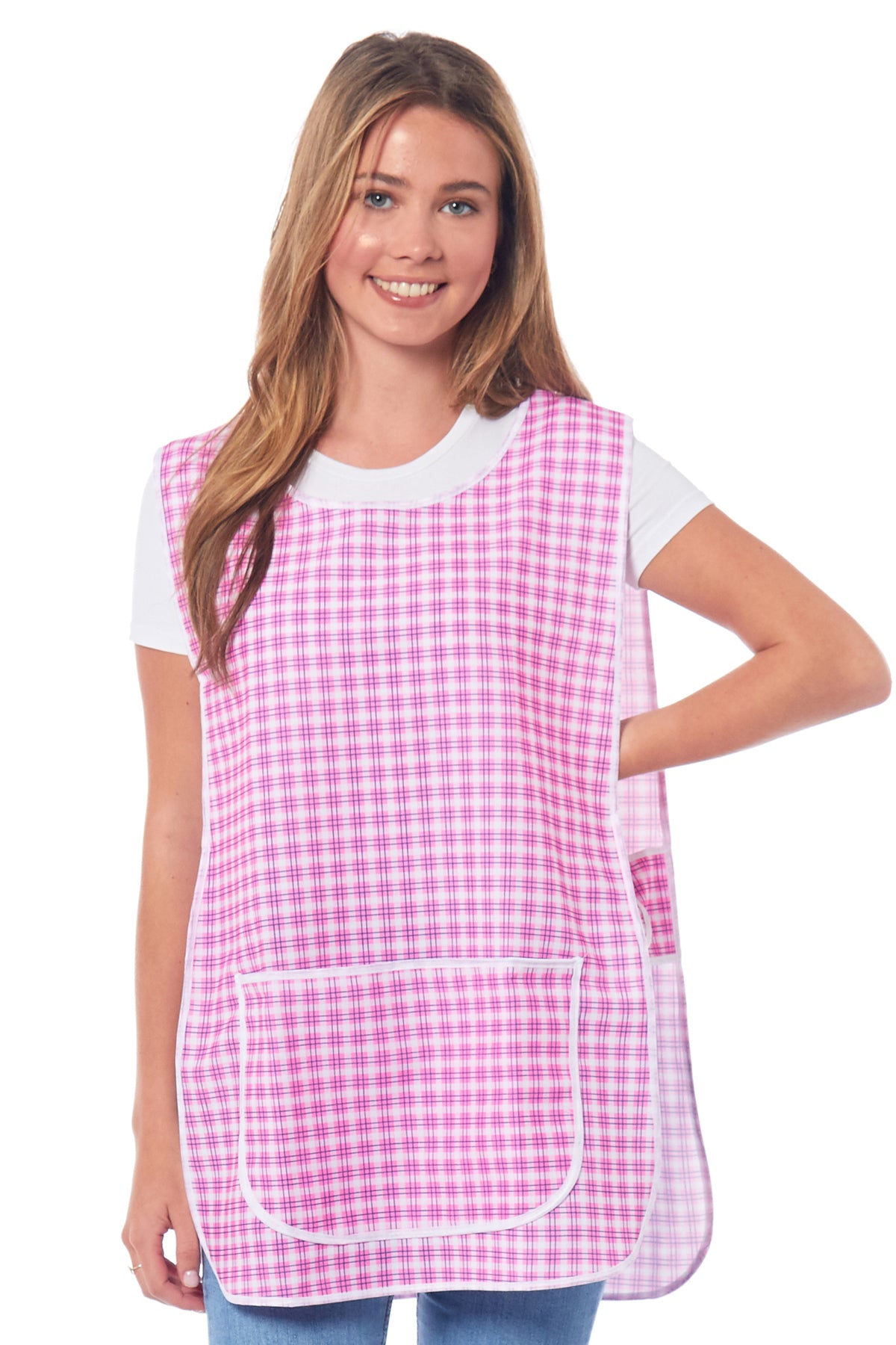 Ladies Check Design Side Buttons Tabard