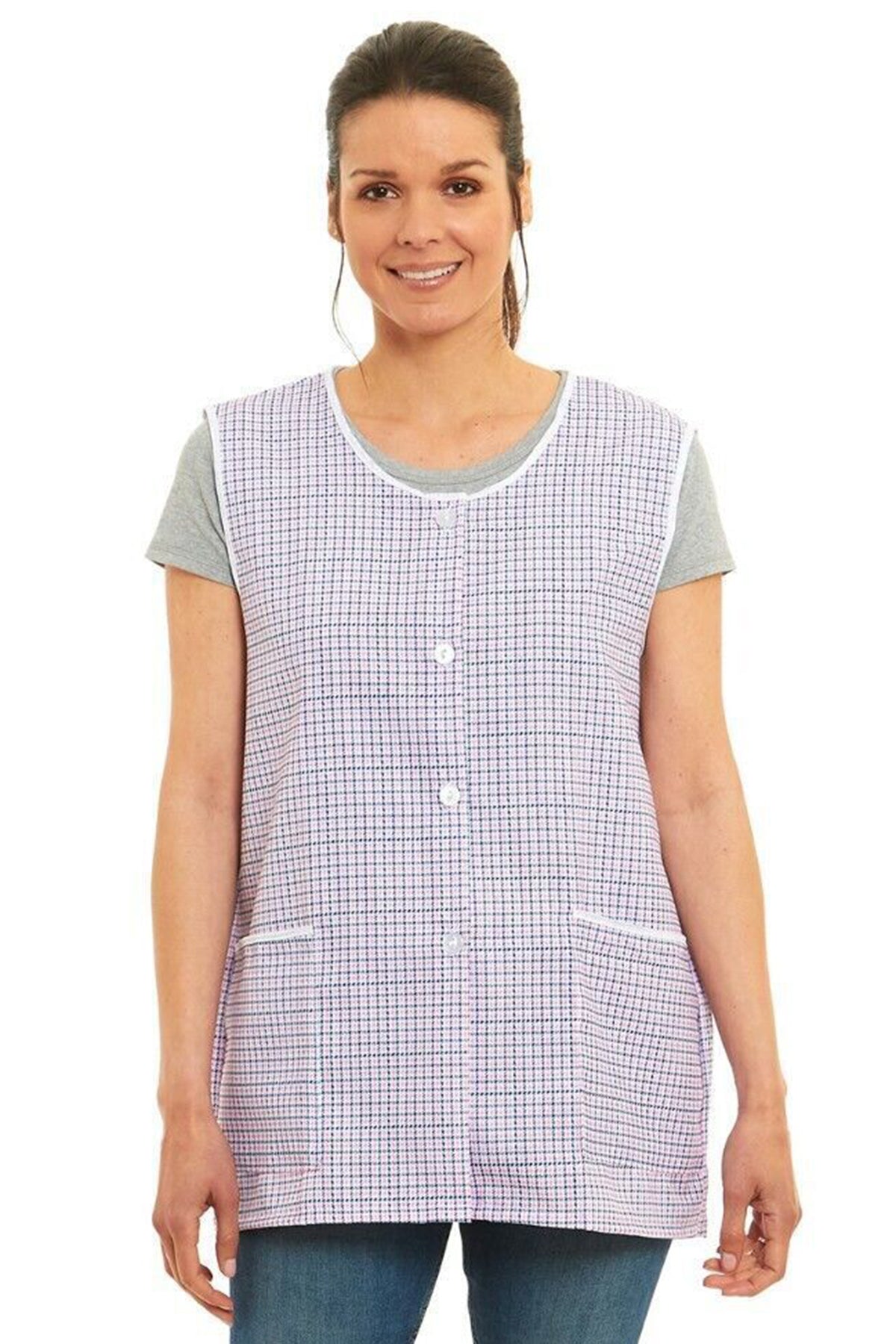 Ladies Dogtooth Design Front Button-Through Tabard