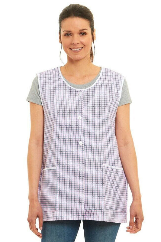 Ladies Dogtooth Design Front Button-Through Tabard