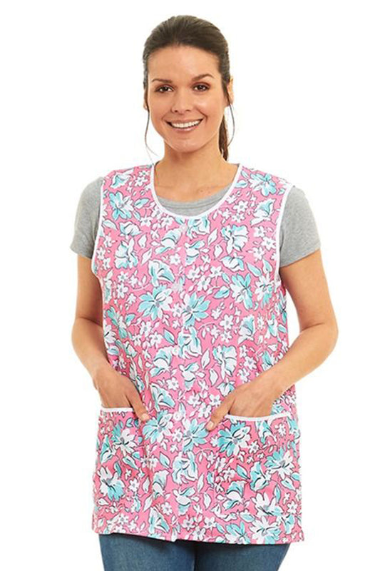 Ladies Floral Design Front Button-Through Tabard