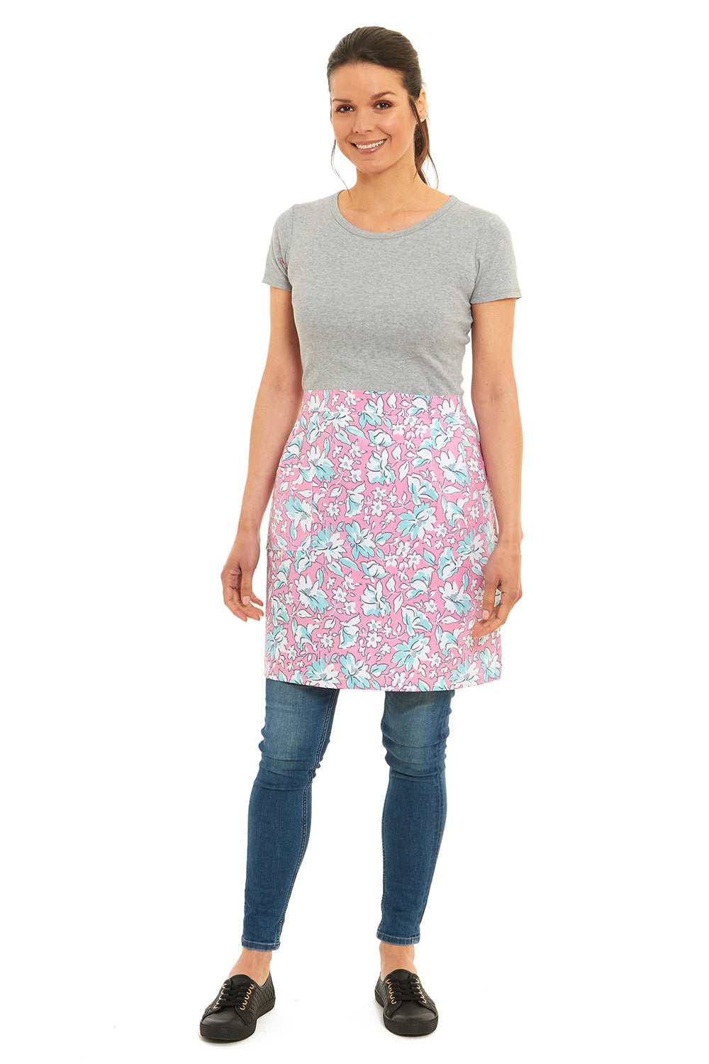 Unisex Floral Design Half Apron