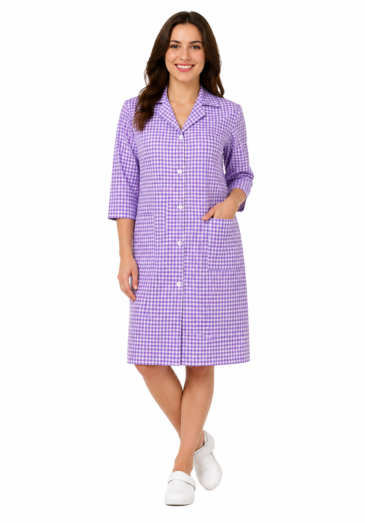 Gingham Design Sleeves & Collar Full Overall