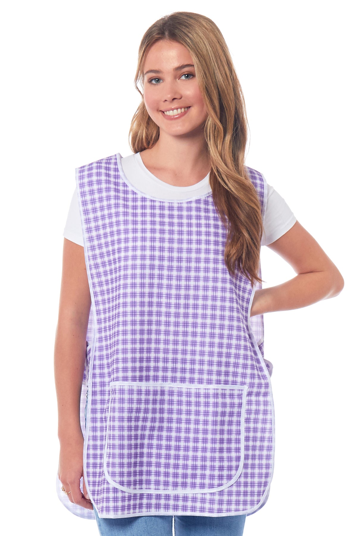 Ladies Check Design Side Buttons Tabard