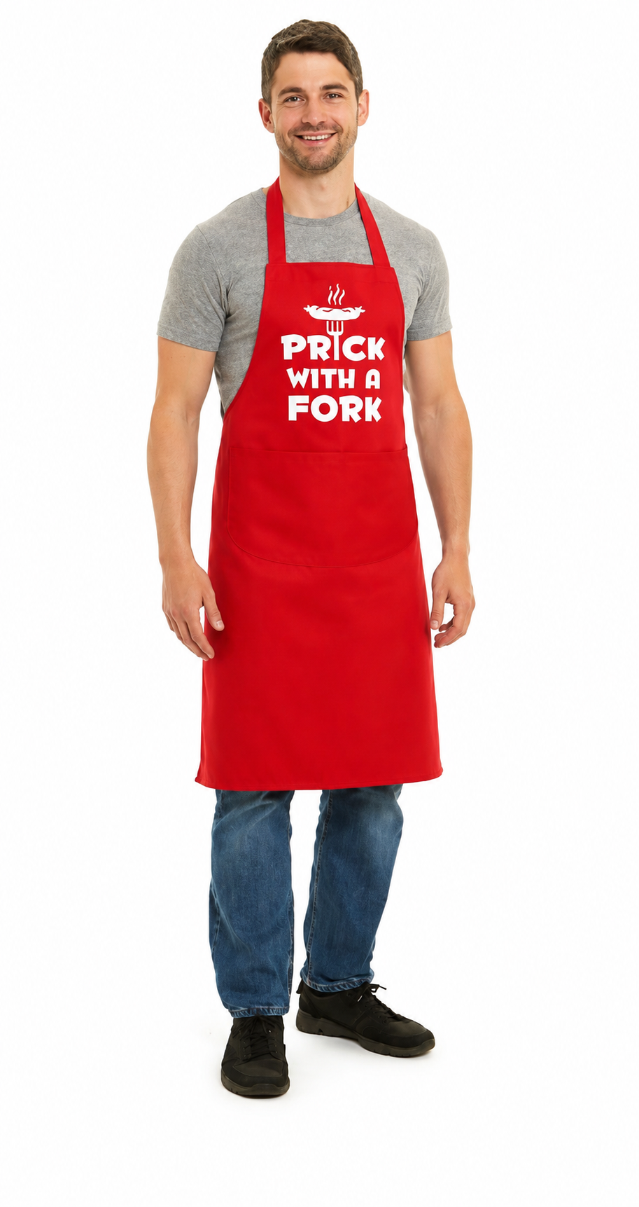 Unisex Prick With A Fork Print Apron
