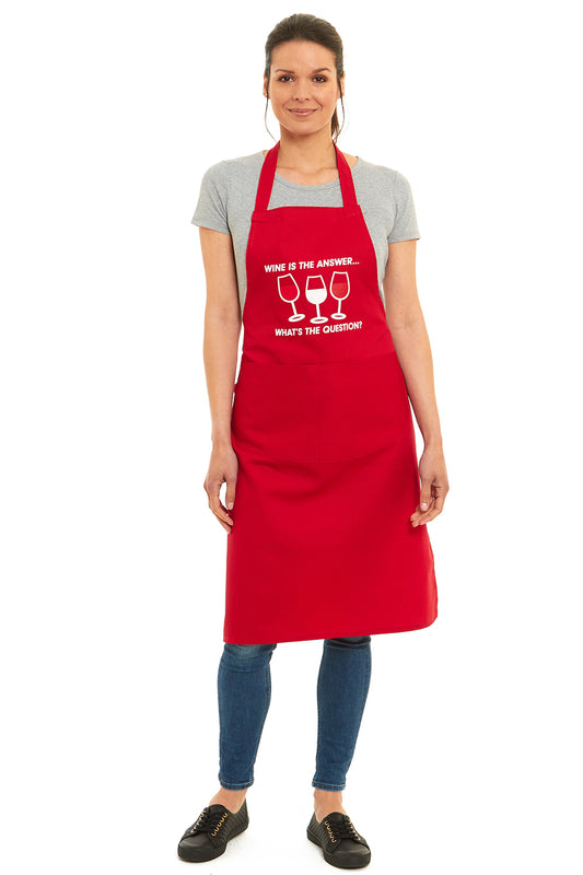 Unisex Wine Is The Answer Print Apron