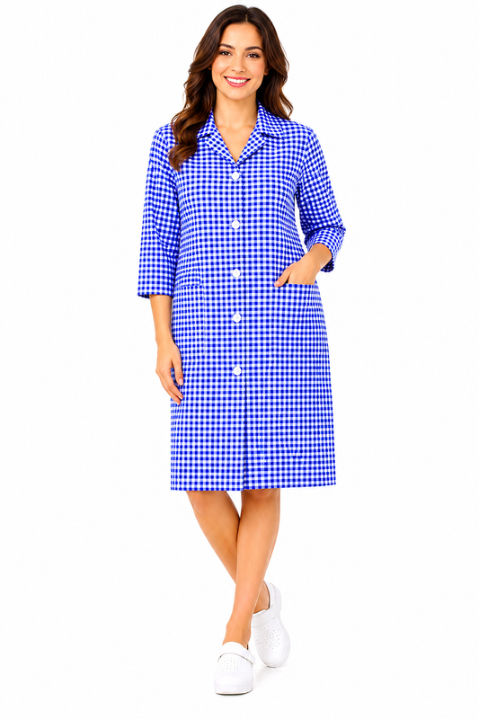 Gingham Design Sleeves & Collar Full Overall