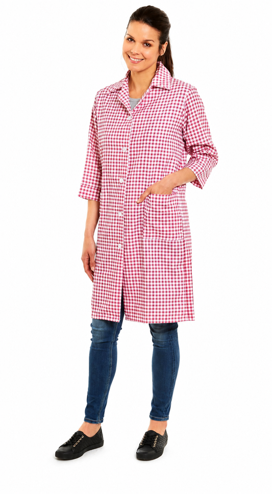 Gingham Design Sleeves & Collar Full Overall