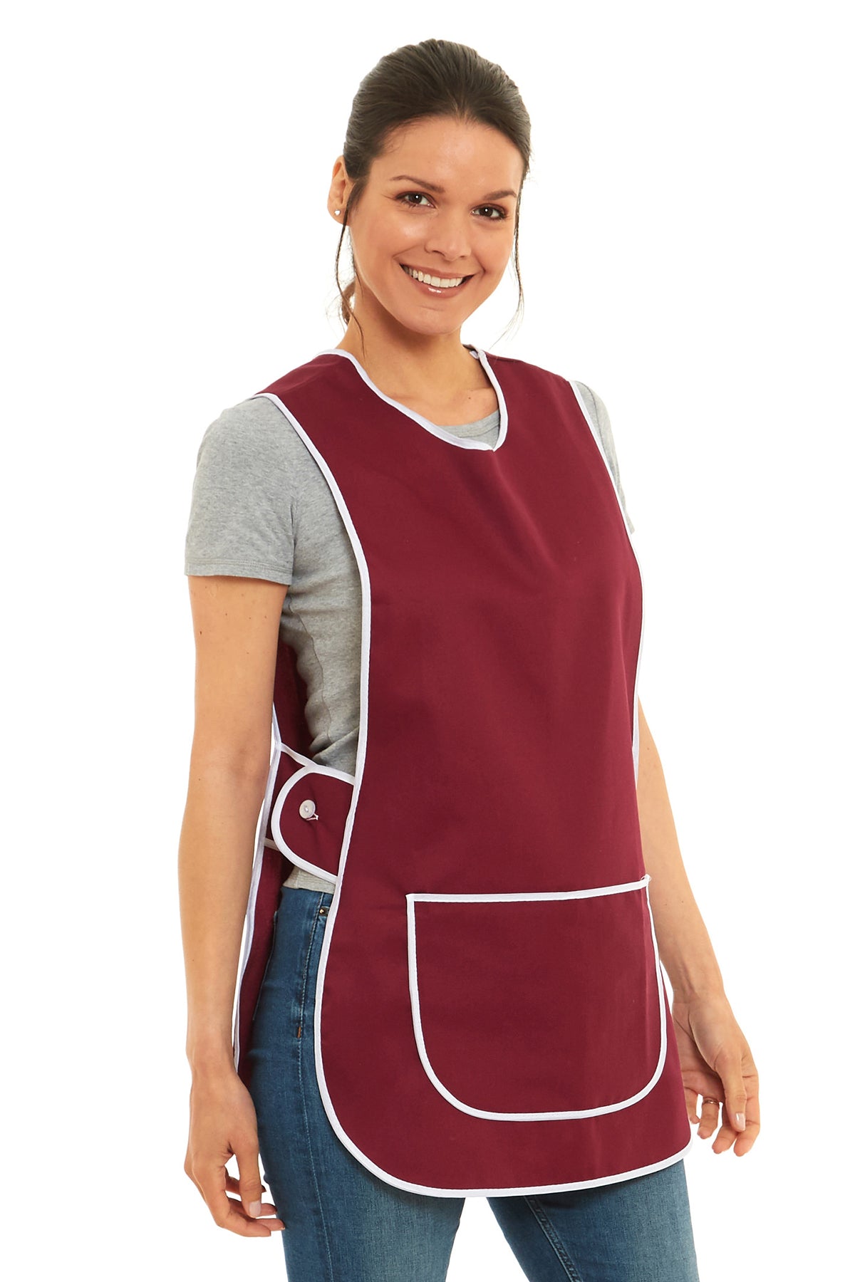 Ladies Plain Colour with White Piping Side Buttons Tabard